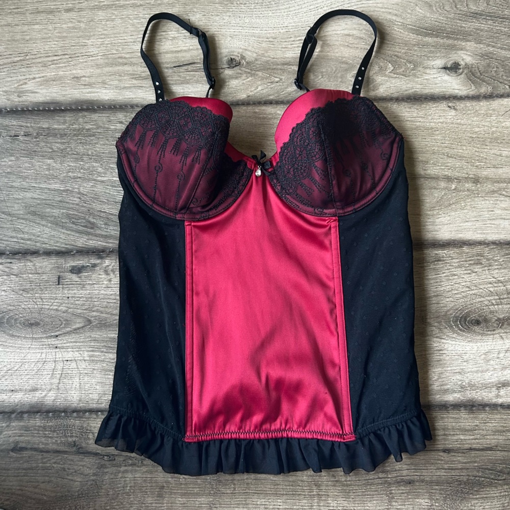 Black and red gothic bustier corset top
